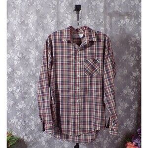 Levi's Vintage Button Down Shirt 1980s 80s Rainbow Plaid Long Sleeve Size Medium